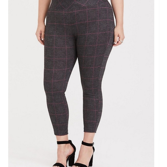 TORRID OOR gray pink plaid knit 'pixie' NWT M/L PANTS ONLY - Picture 3 of 4
